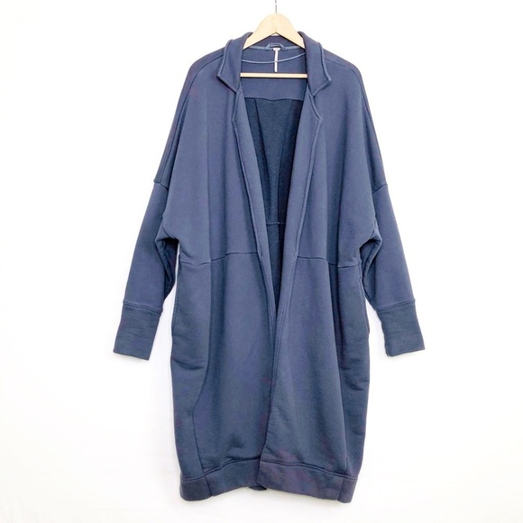 Free people, charcoal gray oversized open front coat - Picture 1 of 15